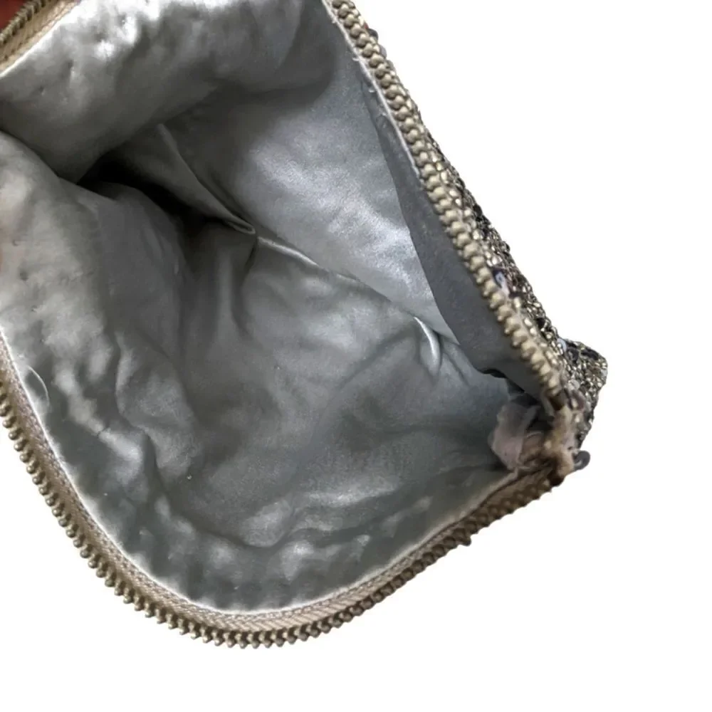 FLORAL Beaded Gemstone Clutch Pouch Bag